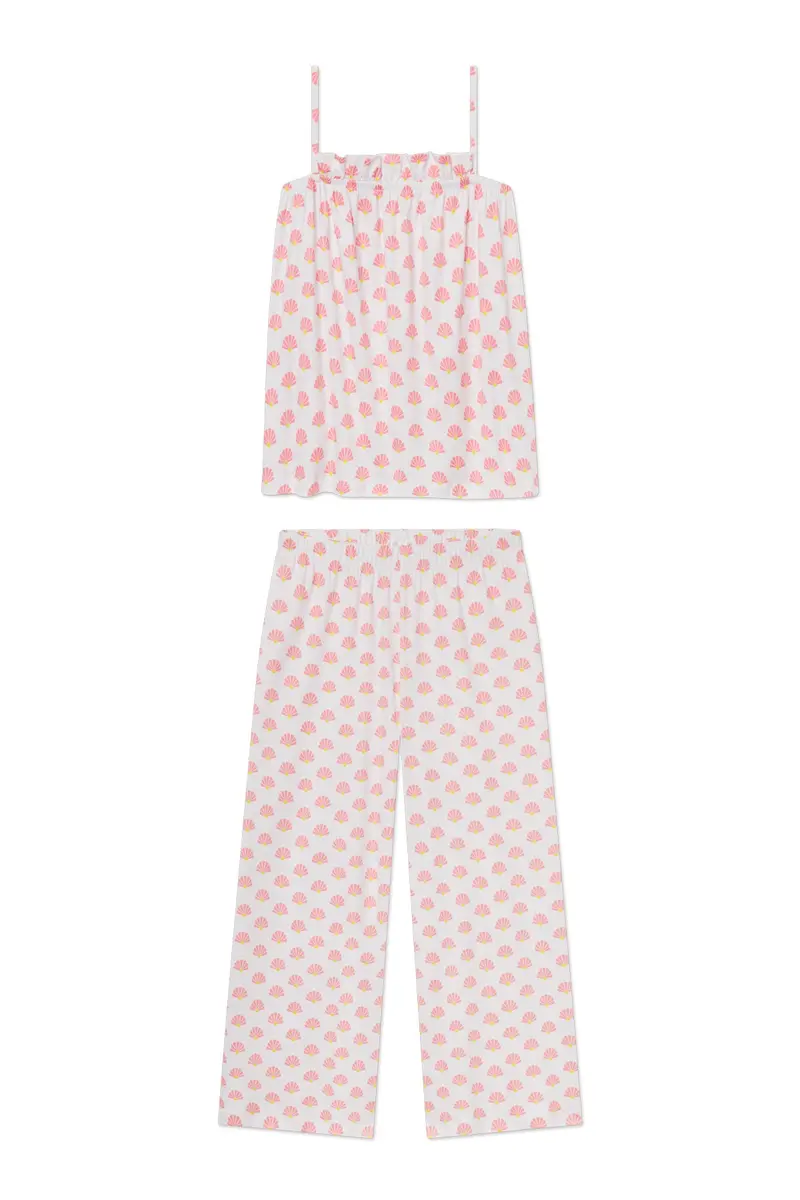 Pima Ruffle Pants Set In Gelato Scallop Shell 1