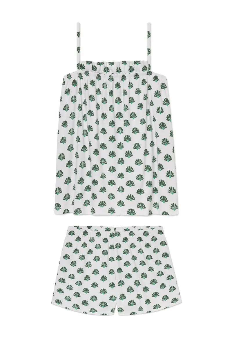 Pima Ruffle Shorts Set In Eden Scallop Shell 1