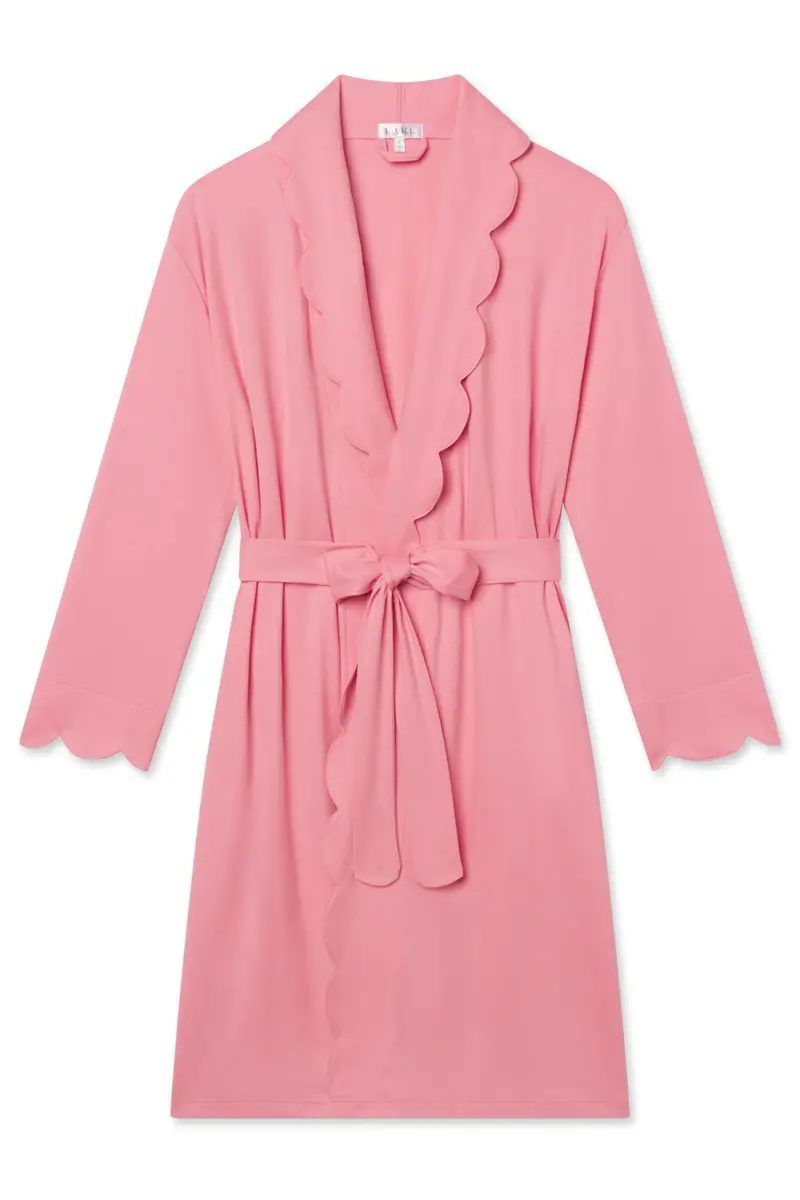 Pima Scallop Robe In Rosewater 1