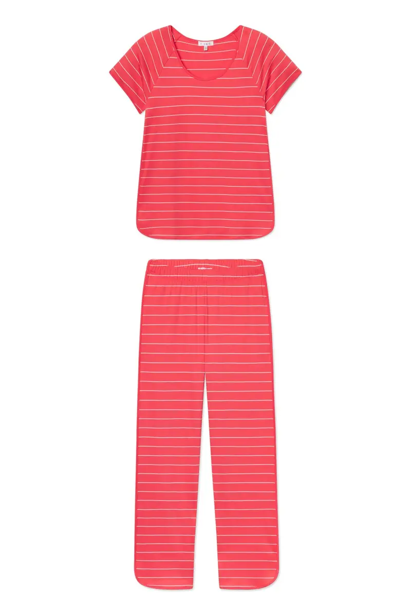Pima Short-Long Set In Bougainvillea Boating Stripe 1