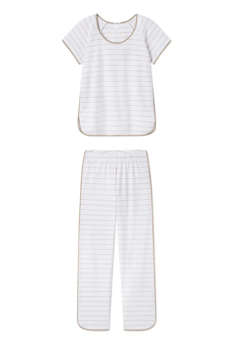 Pima Short-Long Set In Driftwood Stripe 1