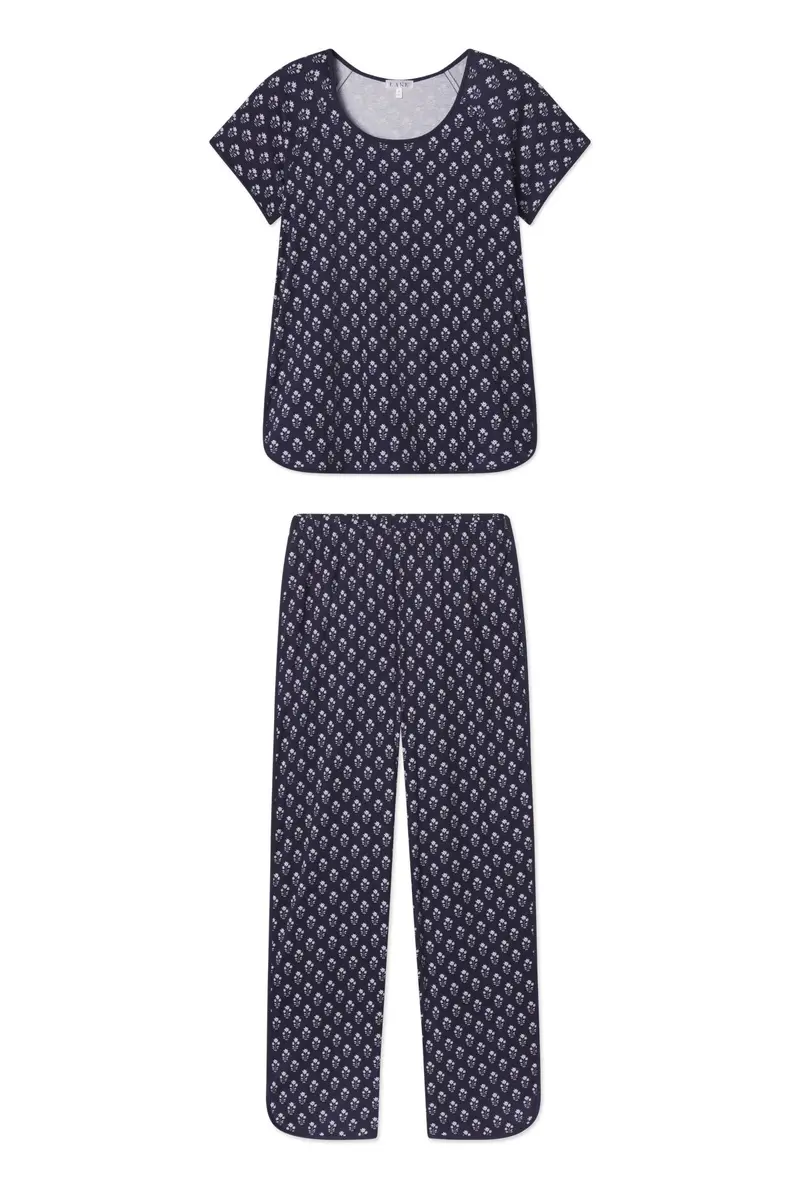 Pima Short-Long Set In English Navy Posy 1