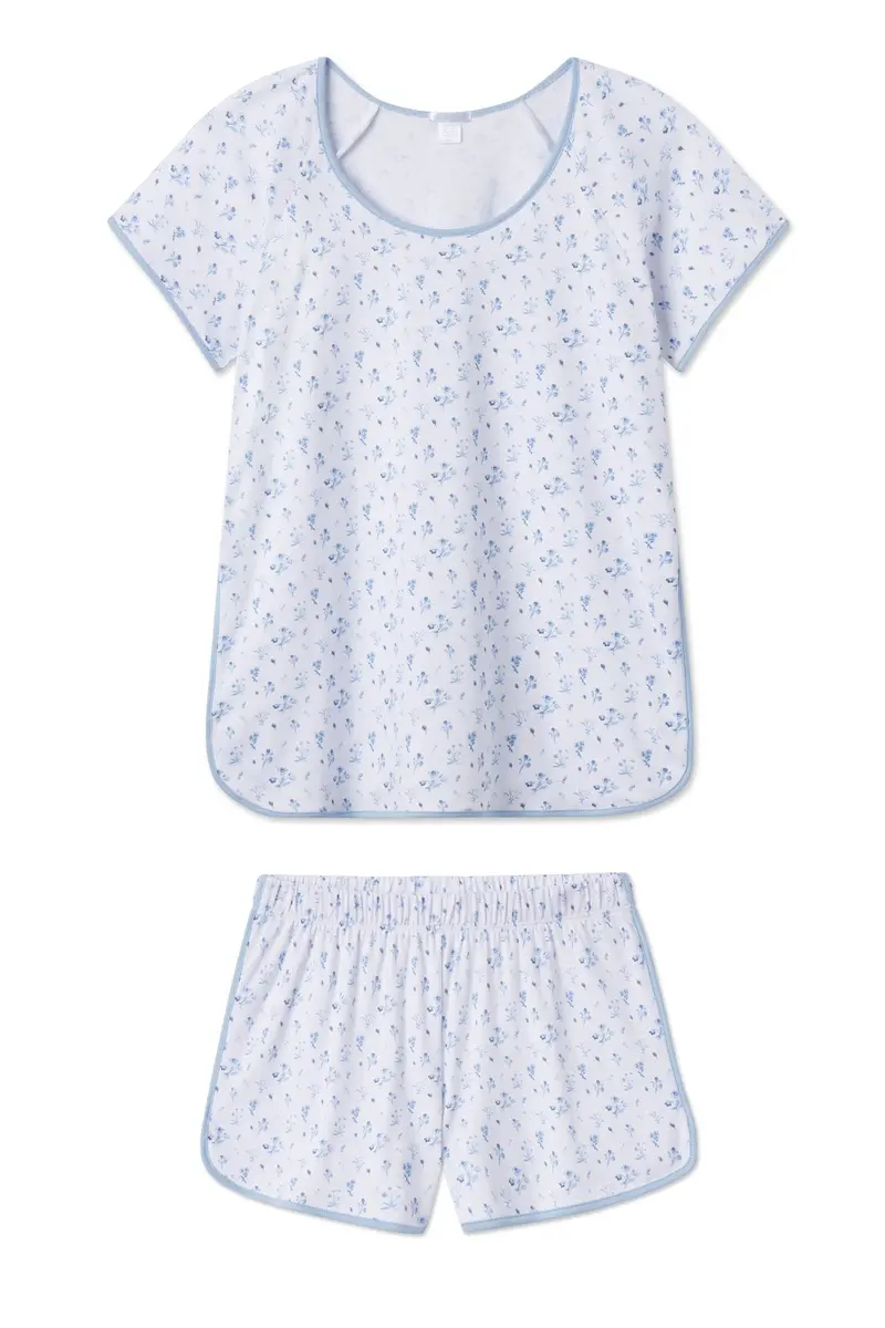 Pima Shorts Set In French Blue Floral 1