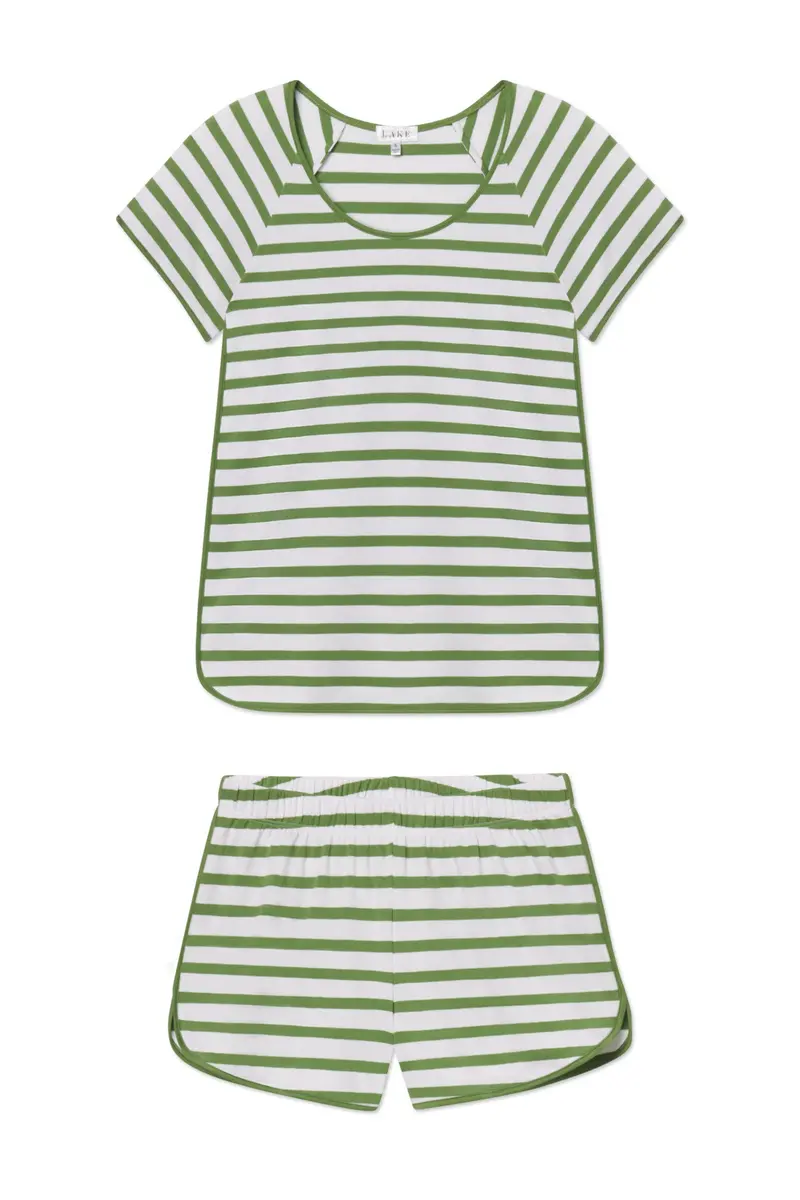 Pima Shorts Set In Willow Bough Stripe 1