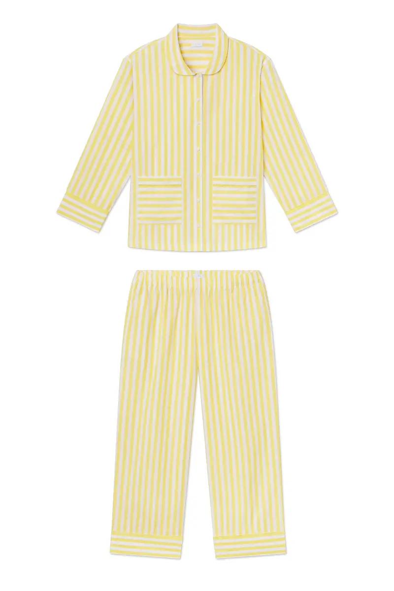 Poplin Piped Long-Long Set In Zest Beam Stripe 1