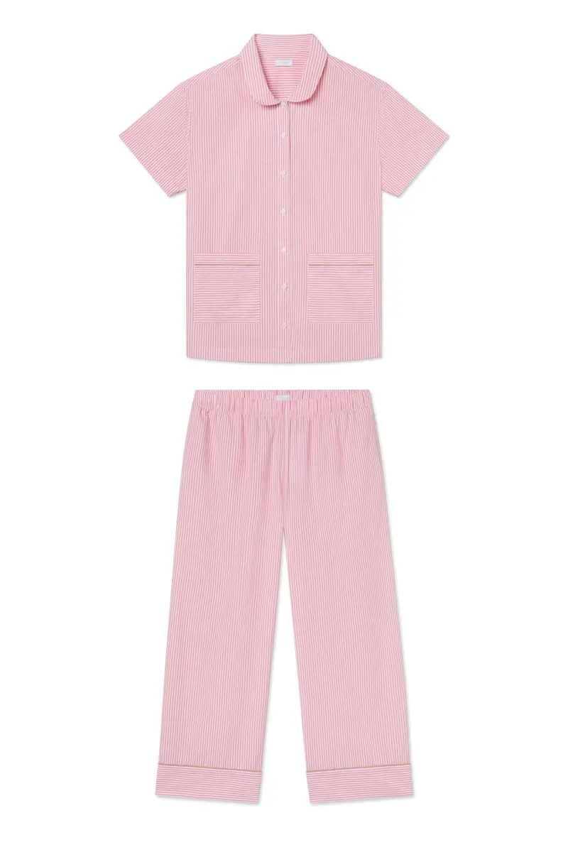 Poplin Piped Short-Long Set In Gelato Riviera Stripe 1