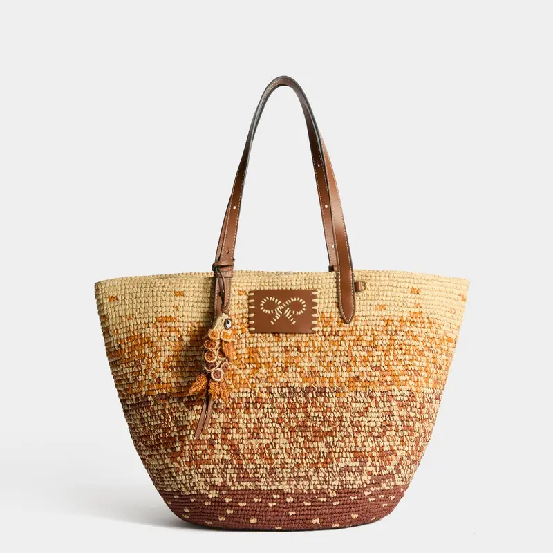 Raffia Dégradé Large Round Basket 1
