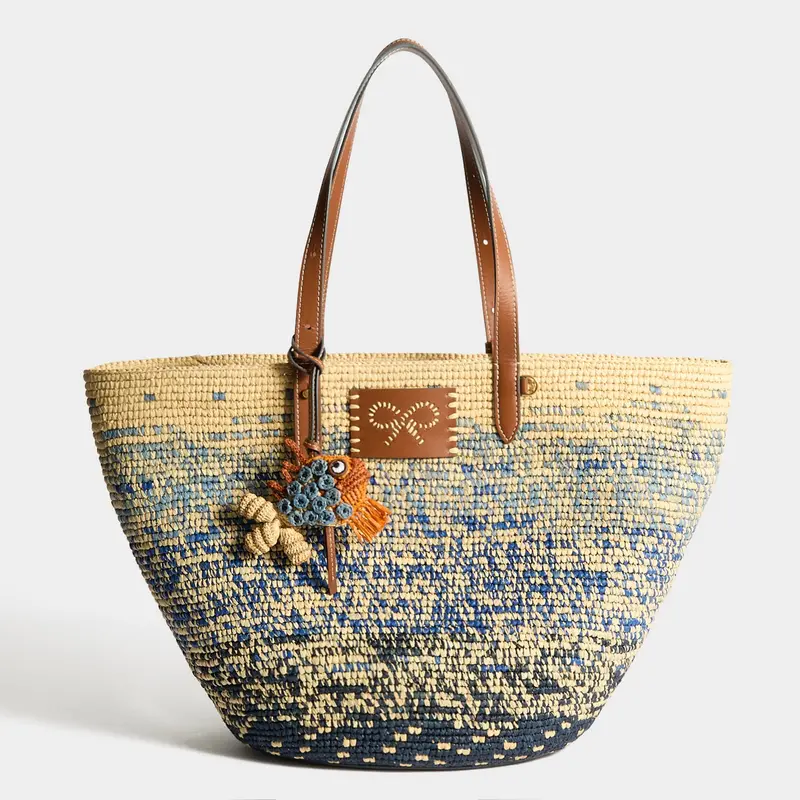 Raffia Dégradé Large Round Basket 1