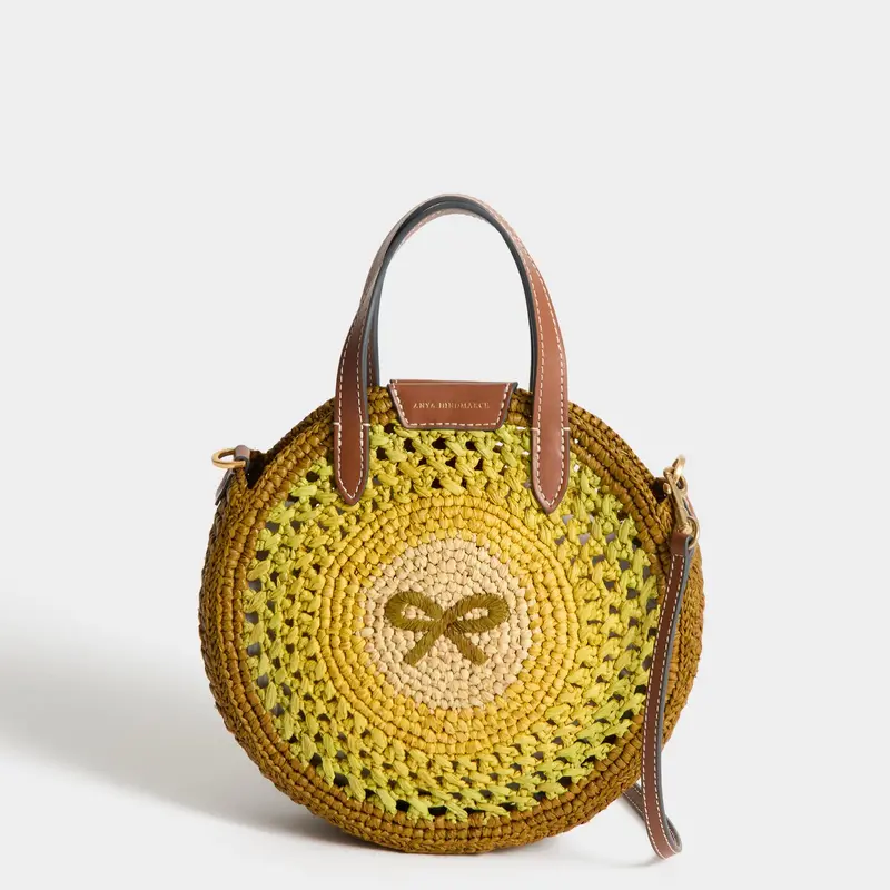 Raffia Small Round Bow Tote 1