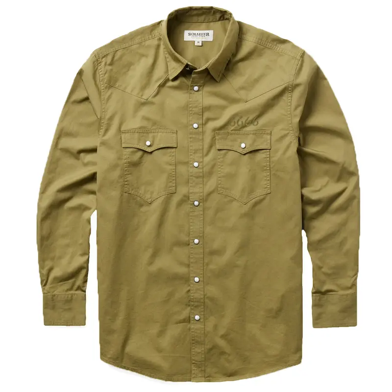 *Sale* Schaefer Slub Twill Shirt W/ Snaps- Olive 1