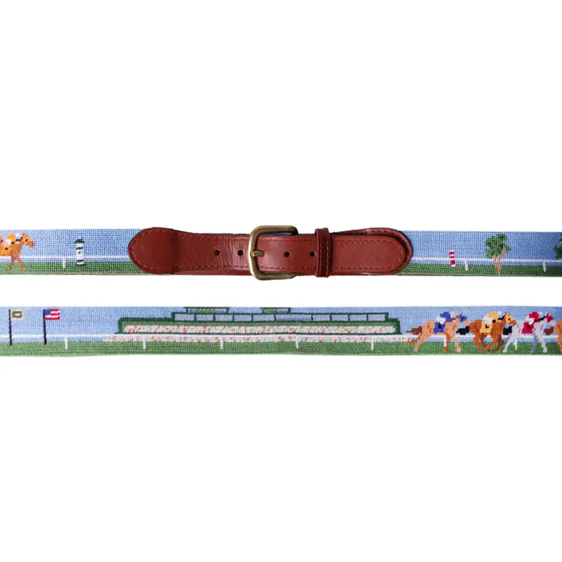 Smathers & Branson Keeneland Race Scene Needlepoint Belt 1