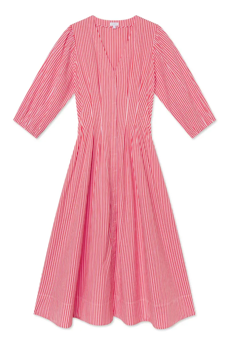 Sunday Dress In Tart Bengal Stripe 1