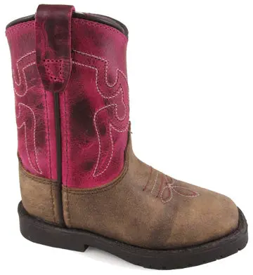Toddler's Smoky Mountain Autry Brown & Pink Square Toe Boot 1