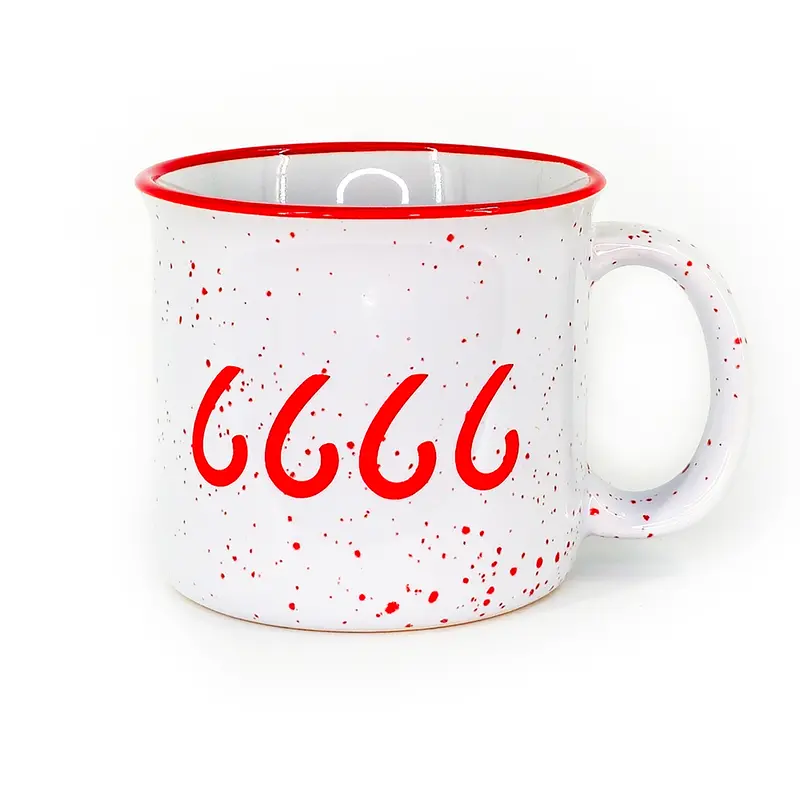 White/Red Speckled Ceramic Camp Mug 1