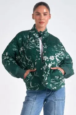 Woman's Elan Jade Print Jacket 1