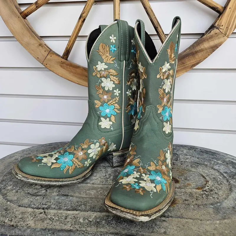 Women's Caborca Silver Rubi Floral Embroidered Boot 1