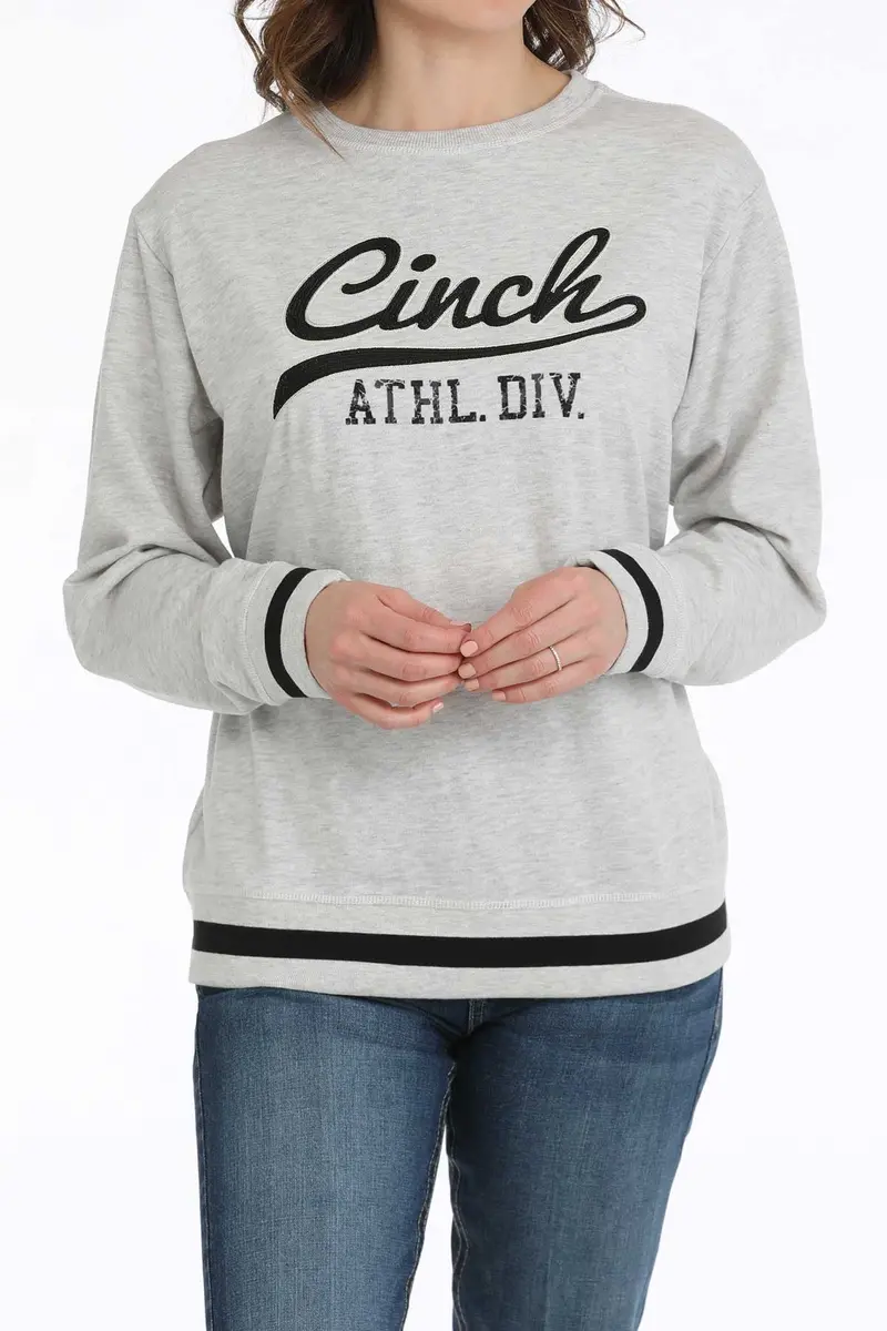 Women's Cinch Logo Grey Crew Neck Sweatshirt 1