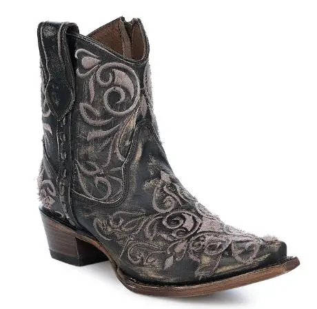 Women's Circle G Black Embroidered Ankle Boot 1