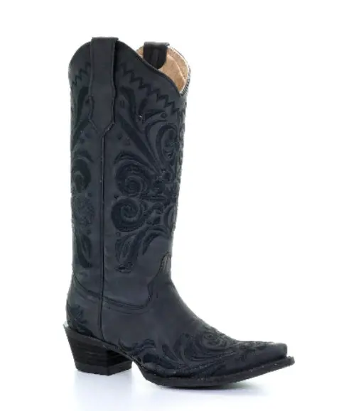 Women's Circle G Black Filigree Snip Toe Boot 1