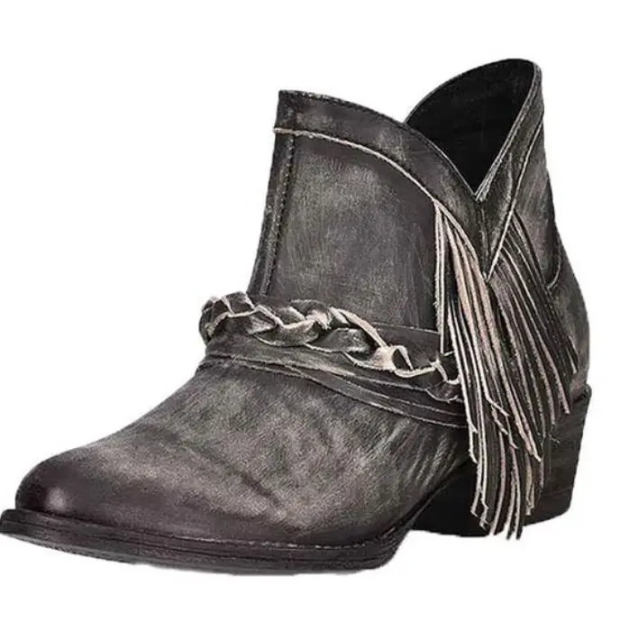Women's Circle G Black Fringe Detailed Bootie 1