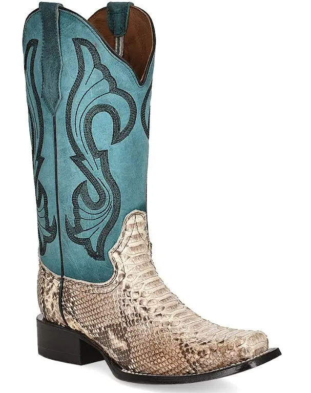 Women's Circle G Natural Python Square Toe Boot 1