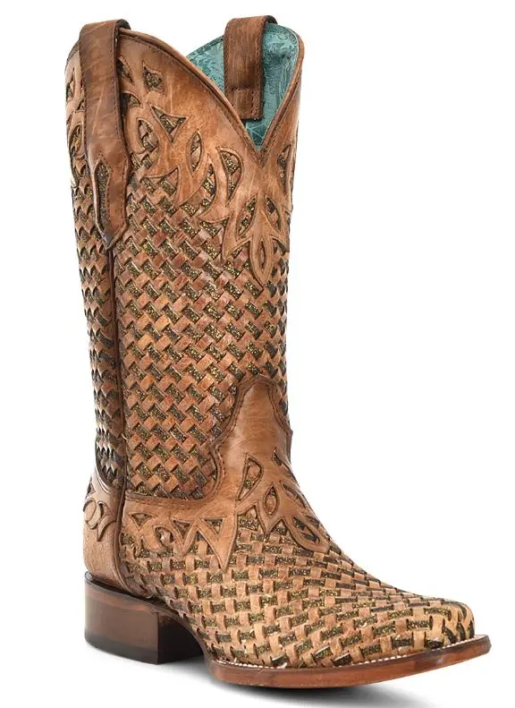 Women's Corral Sand Glitter Woven Boot 1