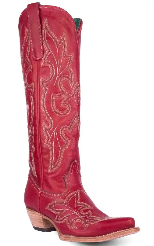 Women's Corral Tall Red Embroidered Boot 1