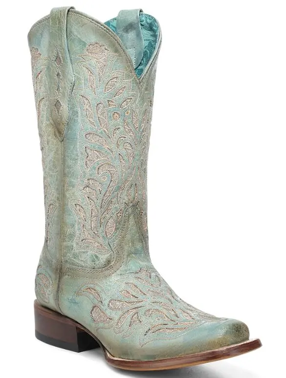 Women's Corral Turquoise Glitter Inlay & Embroidery Boot 1