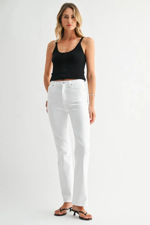 Women's Just Black Denim Slight Flare White Jean 1