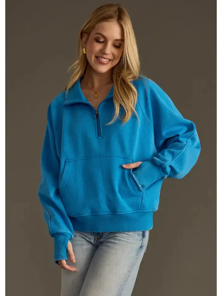 Women's Panache Blue 1/4 Zip Sweatshirt 1