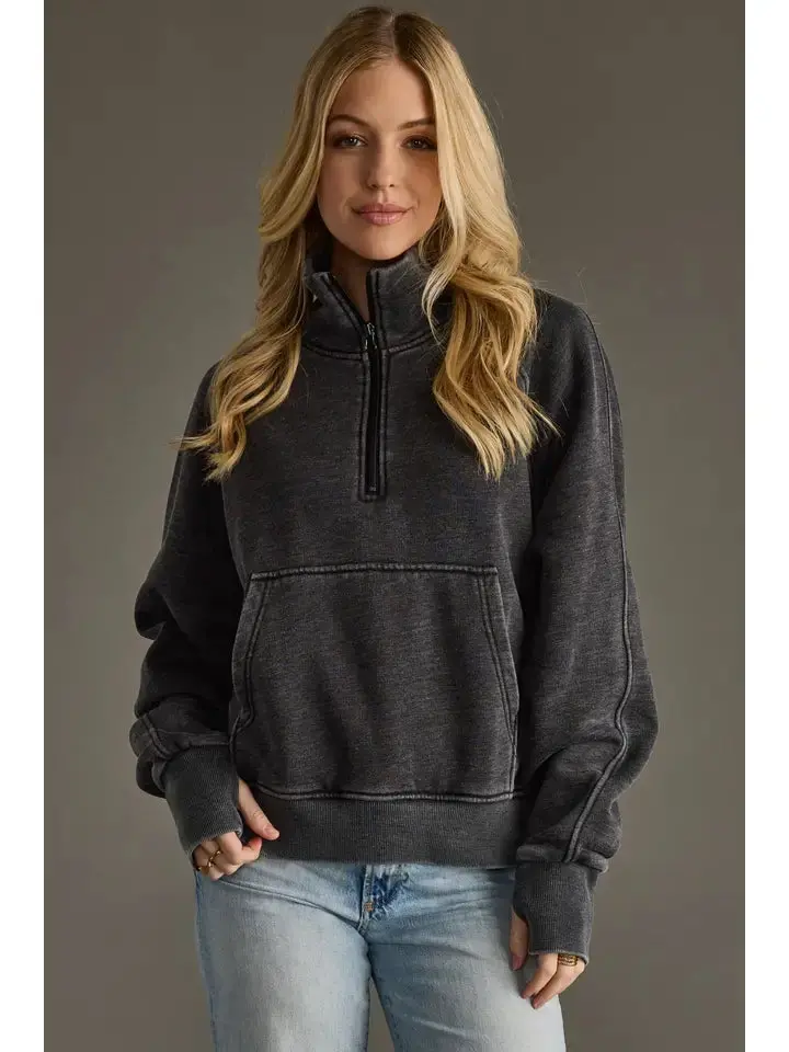 Women's Panache Charcoal 1/4 Zip Sweatshirt 1