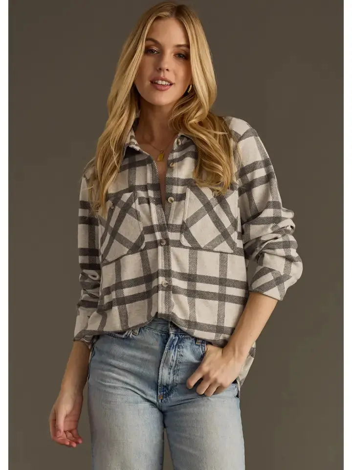 Women's Panache Charcoal Super Soft Button Up 1