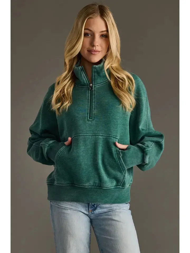 Women's Panache Dark Green 1/4 Zip Sweatshirt 1