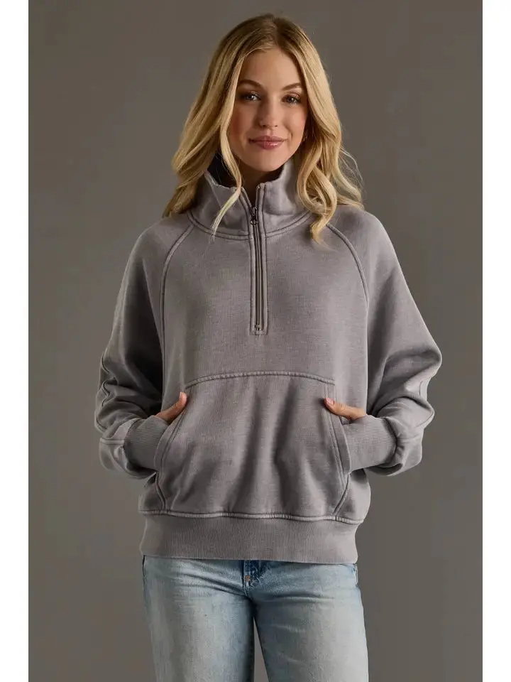Women's Panache Grey 1/4 Zip Sweatshirt 1