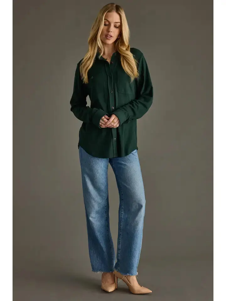 Women's Panache Hunter Green Soft Button Up 1