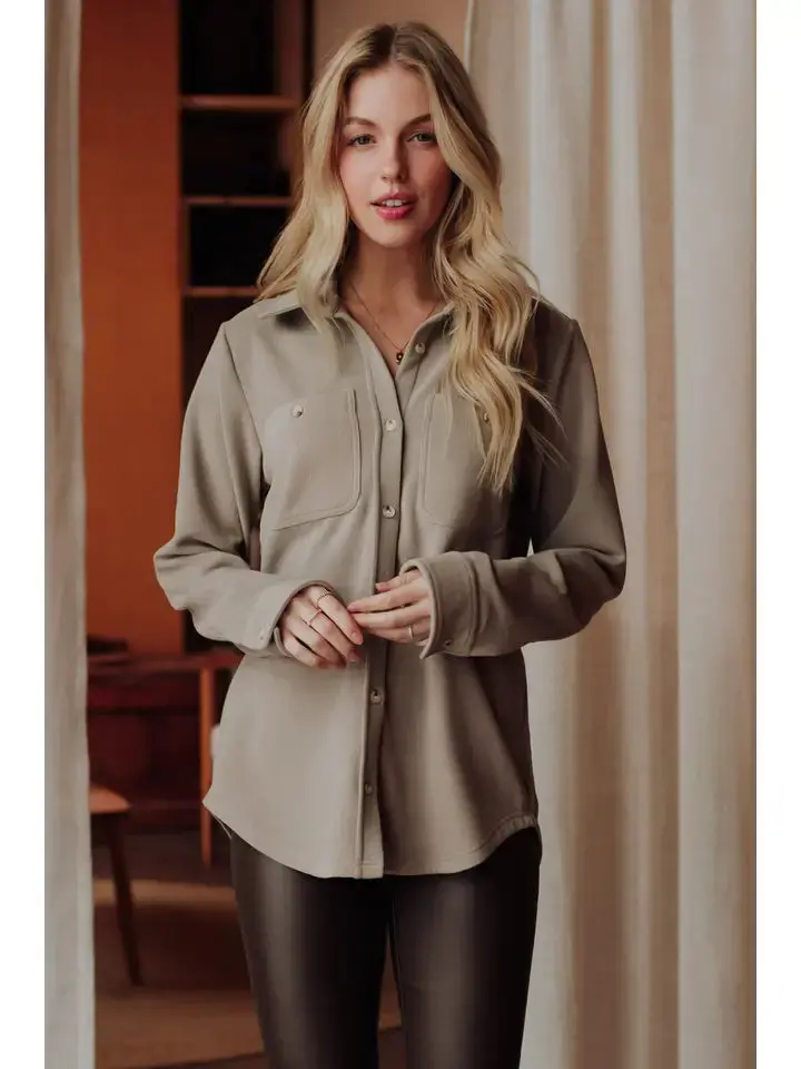Women's Panache Taupe Soft Button Up Shirt 1
