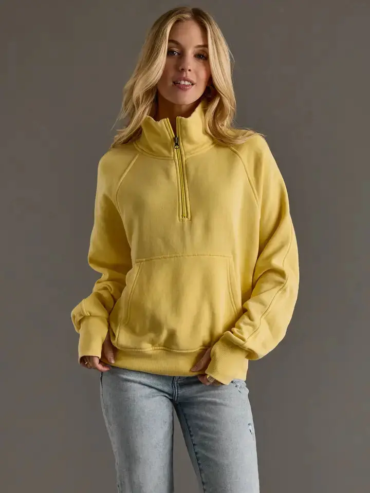 Women's Panache Yellow 1/4 Zip Sweatshirt 1