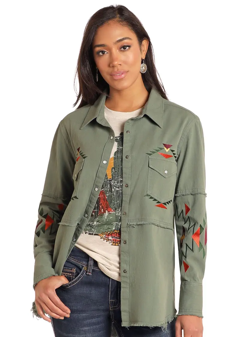 Women's Panhandle Embroidered Shacket 1