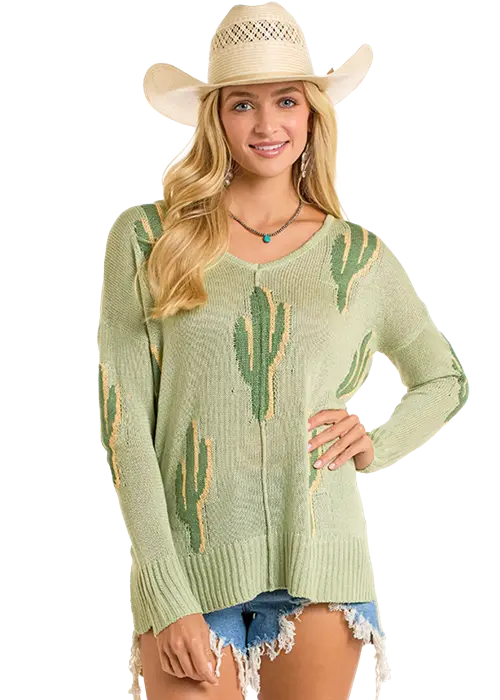 Women's Rock & Roll Baja Cactus Sweater 1