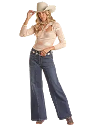Women's Rock & Roll Patch Pocket Palazzo Jean 1