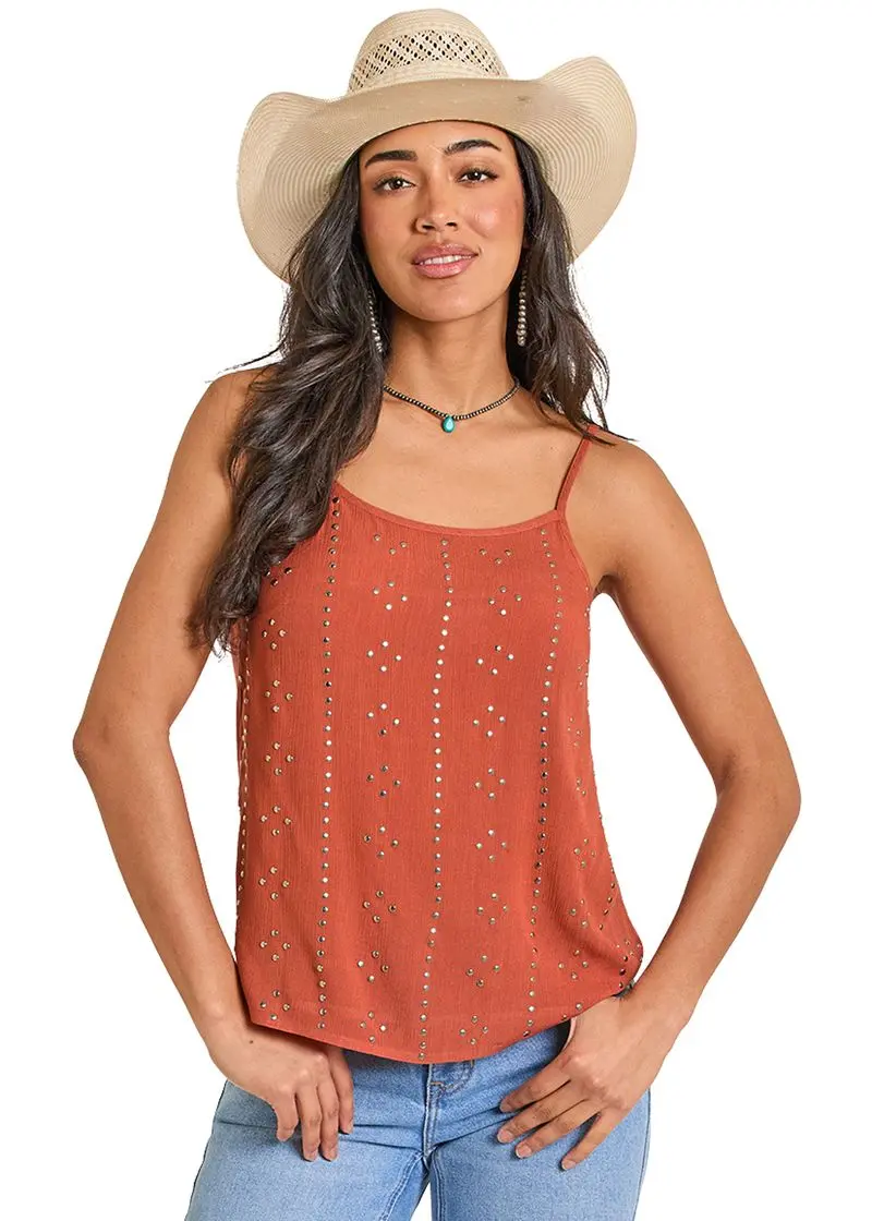 Women's Rock & Roll Rust Studded Cami 1