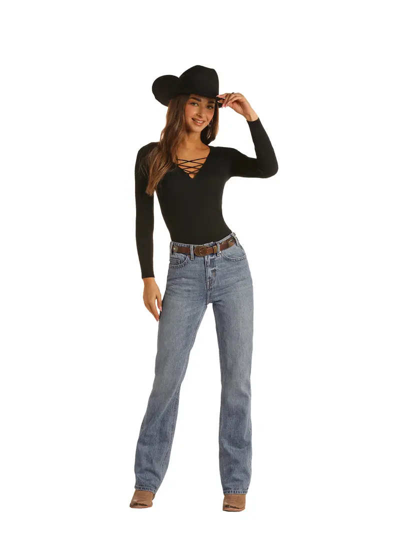Women's Rock & Roll Yoke Detail Bootcut Jean 1