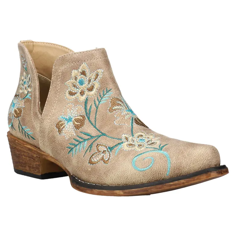 Women's Roper Ava Tan Floral Embroidered Bootie 1