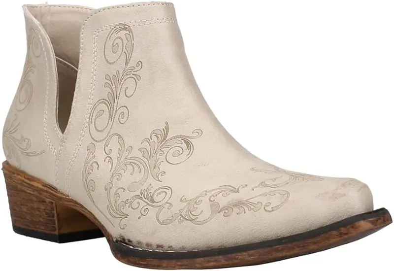 Women's Roper Ava White Shorty Snip Toe Boot 1