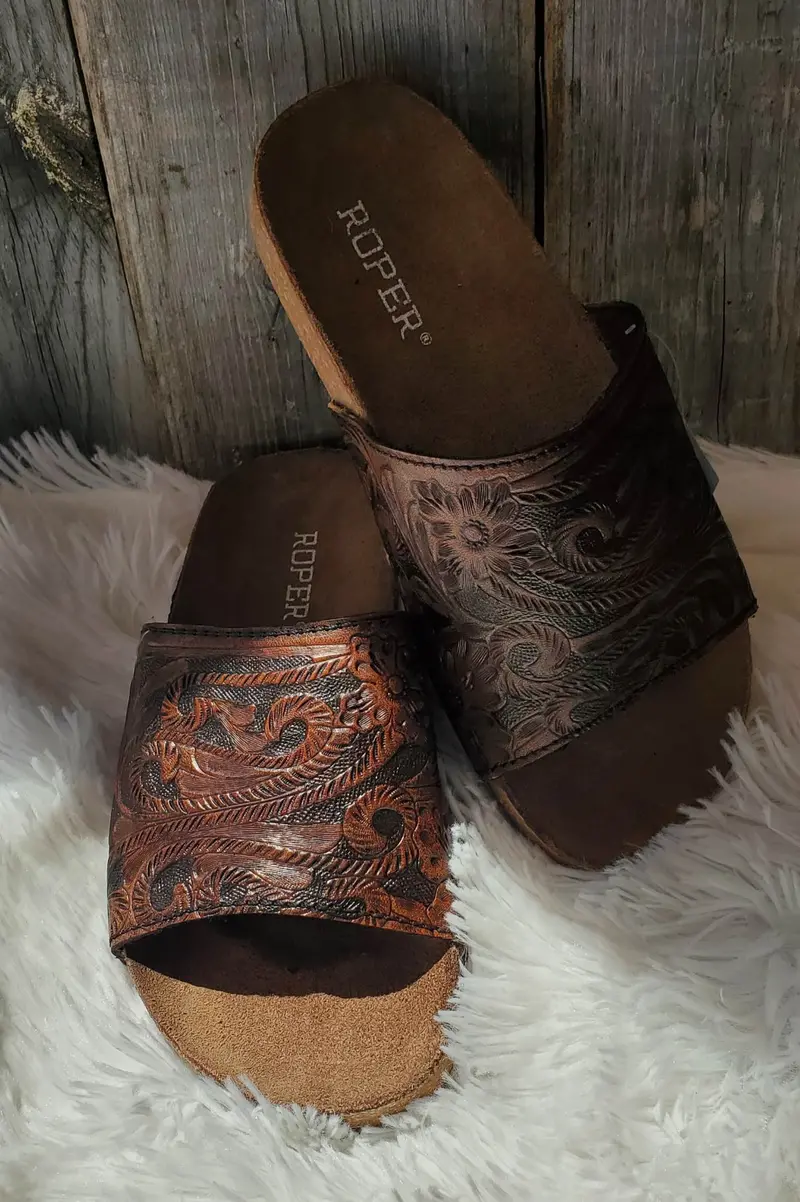Women's Roper Tooled Slide Sandal 1
