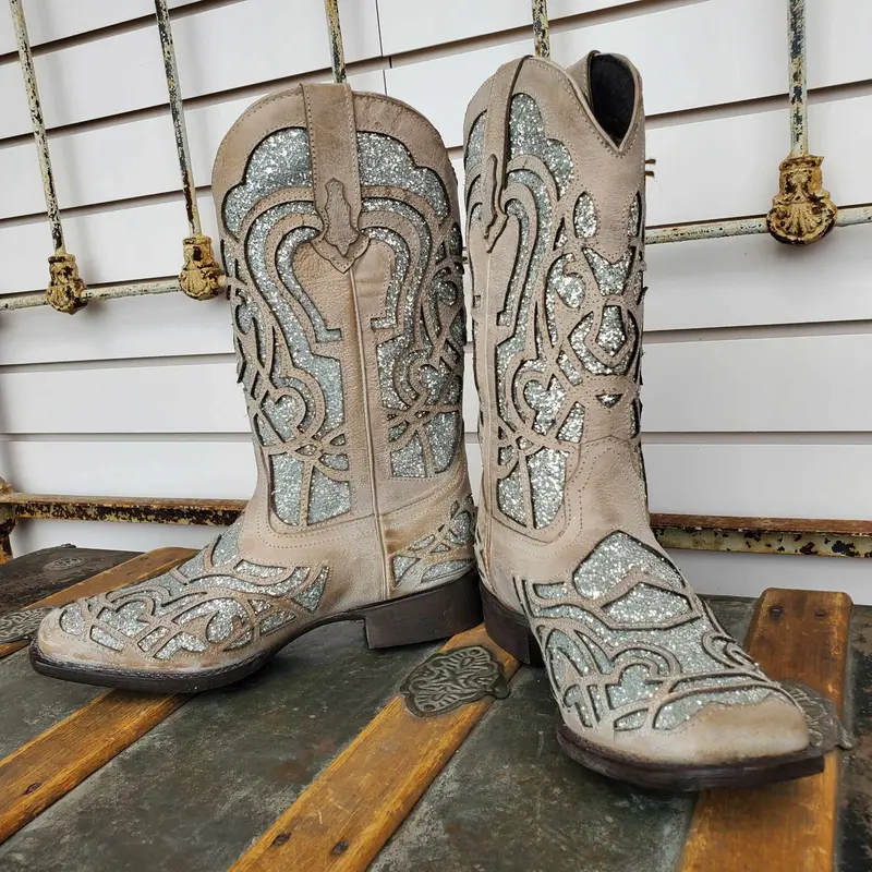 Women's Roper White Vintage Glitter Boot 1