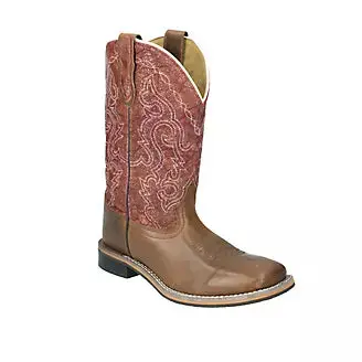 Women's Smoky Mountain Odessa Brown/Red Square Toe Boot 1