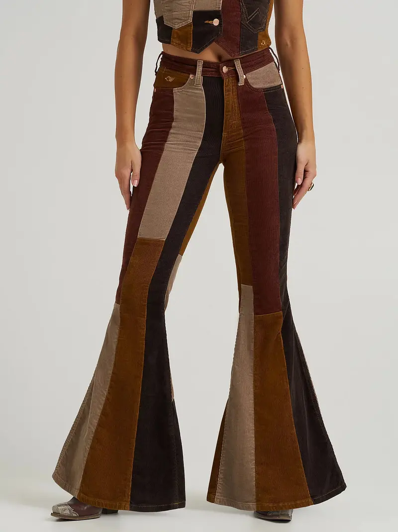 Women's Wrangler Lw Corduroy Patchwork Bell Bottoms 1