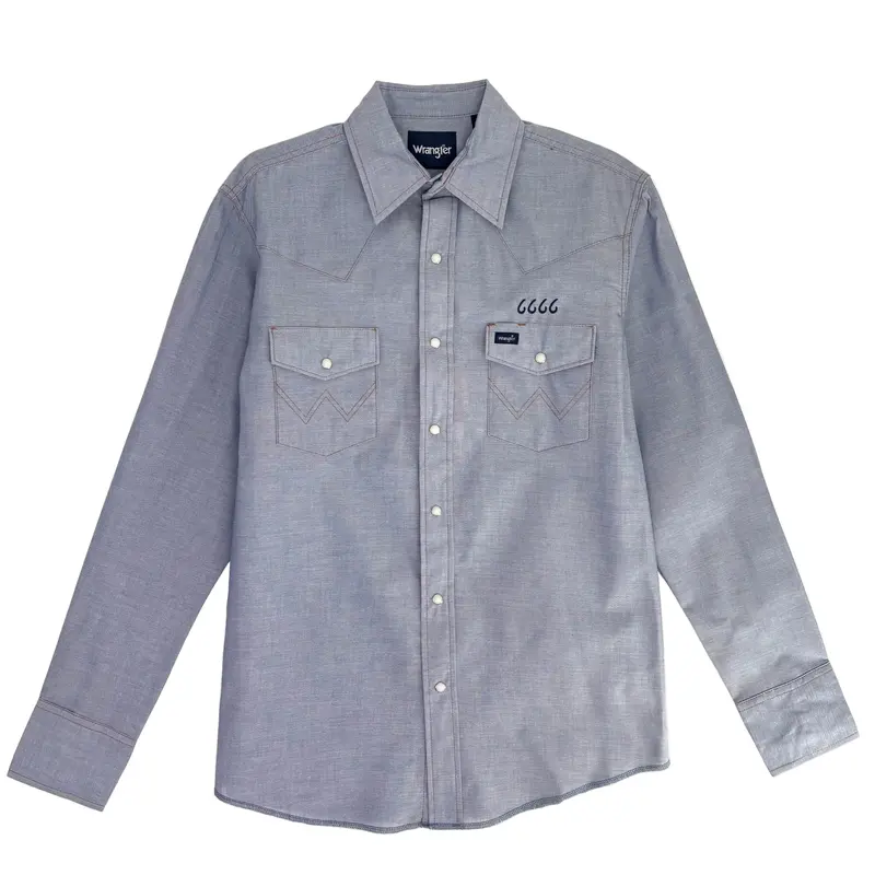 Wrangler Men's Long Sleeve Chambray Snap Shirt 1