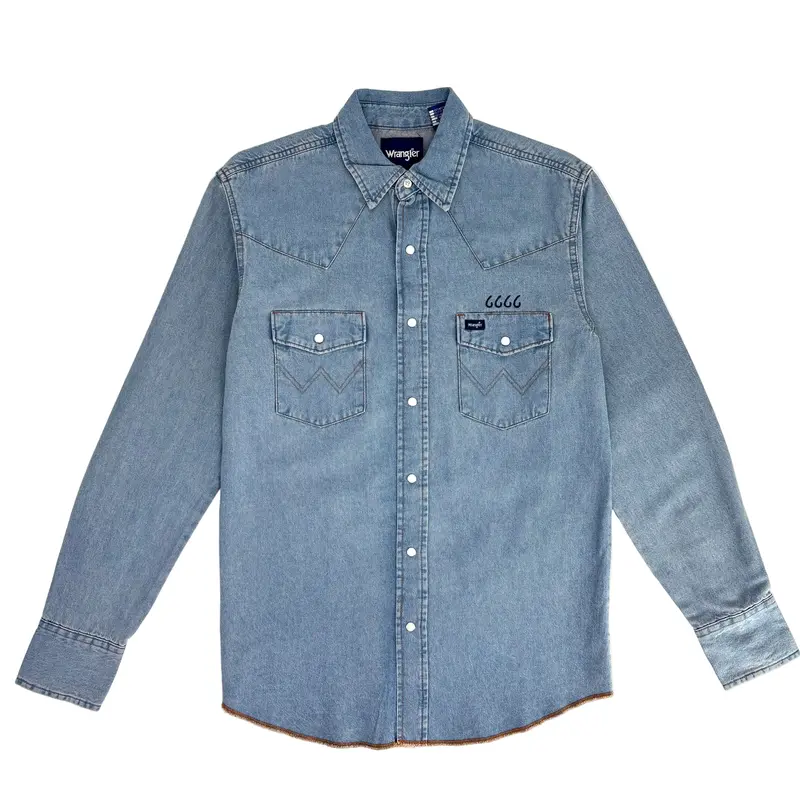 Wrangler Men's Long Sleeve Denim Snap Shirt 1